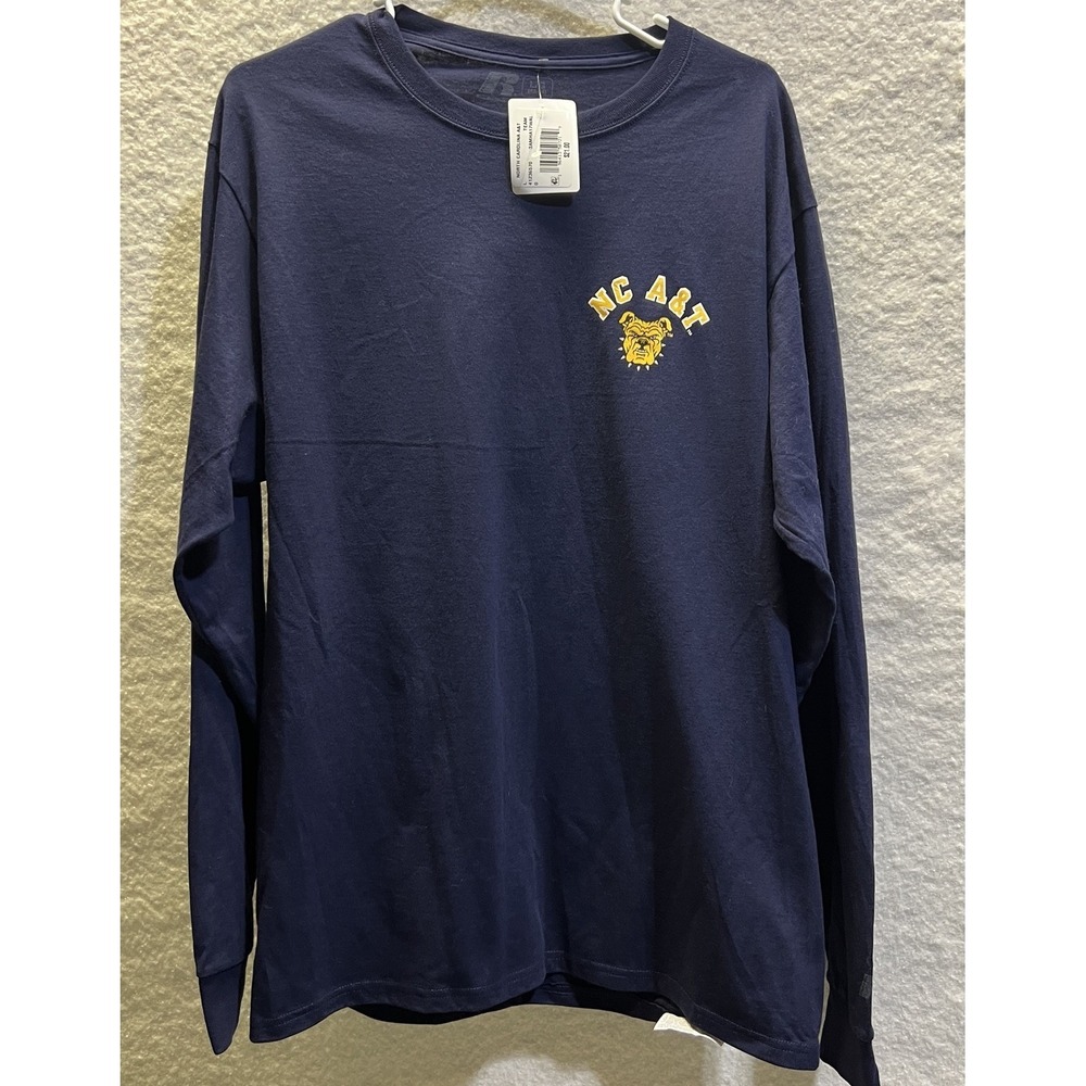 Russell NC A&T State University Aggies Long Sleeve T-Shirt Navy Mens Large NWT